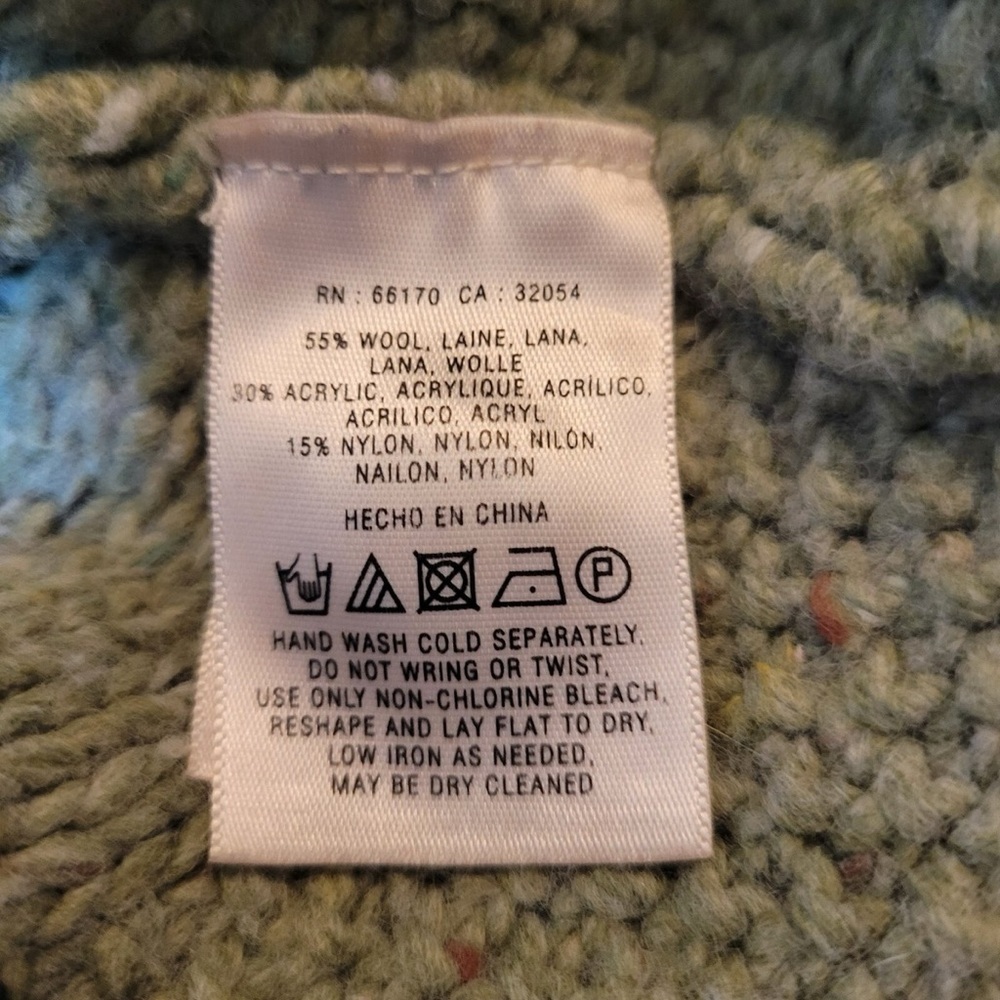 Anthropologie Far Away From Close 
Sweater Size XL Green Wool Cross-Back Cable - Picture 4 of 12
